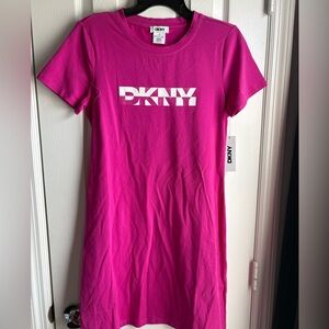 DKNY Bright Fuchsia Logo Tee Dress